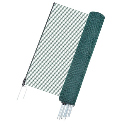Temporary Fence with Posts, 0.9 x 15m Plastic Mesh Fencing, Garden Safety Fences Netting with Double-Spike Stakes & Guy Ropes, Temporary Fence for Dogs, Chickens, Plants, Outdoor Yards