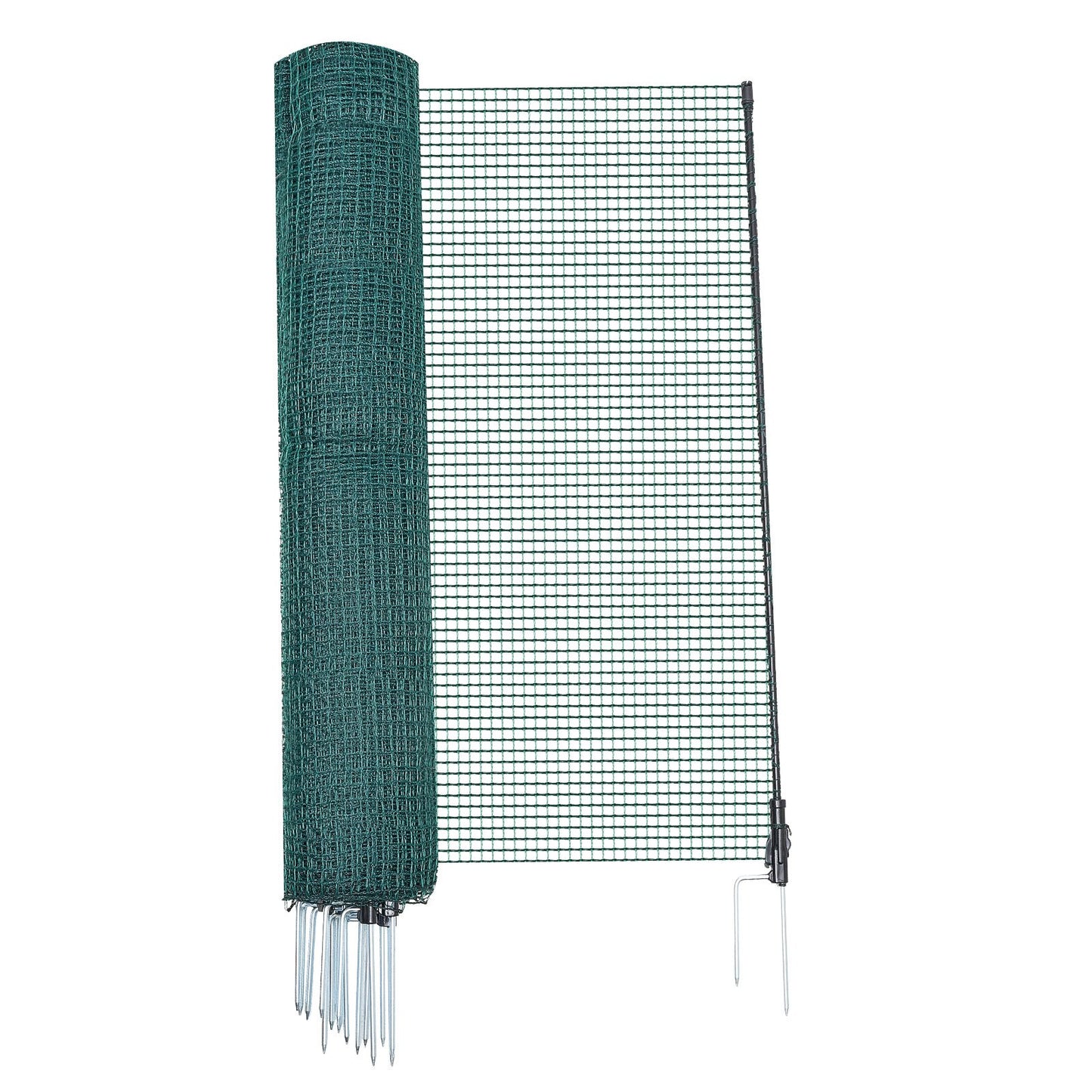 Temporary Fence with Posts, 0.9 x 15m Plastic Mesh Fencing, Garden Safety Fences Netting with Double-Spike Stakes & Guy Ropes, Temporary Fence for Dogs, Chickens, Plants, Outdoor Yards