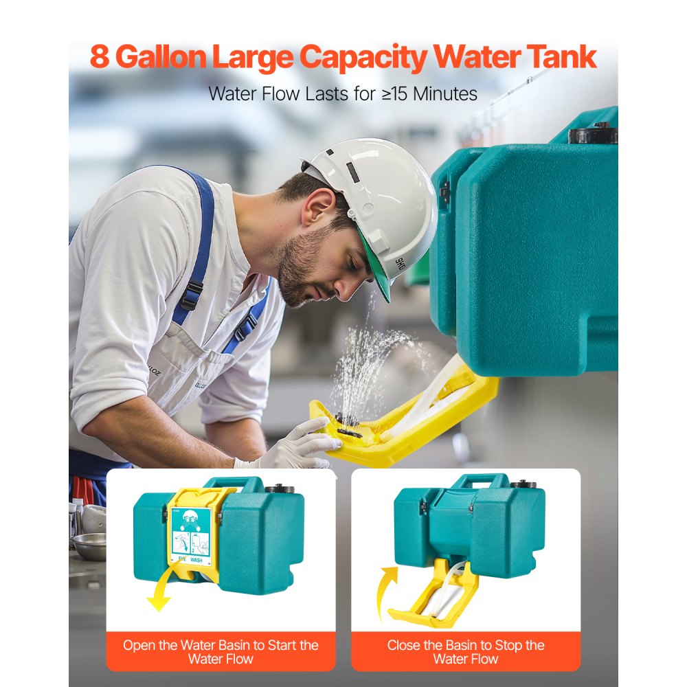 VEVOR Portable Eye Wash Station 8-Gallon OSHA-Approved Emergency Eyewash Station