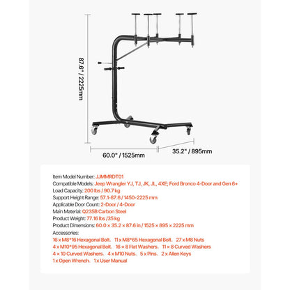 VEVOR Hard Top Removal Lift for Jeep Wranglers YJ TJ JK JL & 4XE Ford Bronco