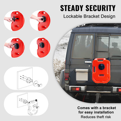 10L Fuel Tank with Spout and Lockable Bracket for Cars and Motorcycles