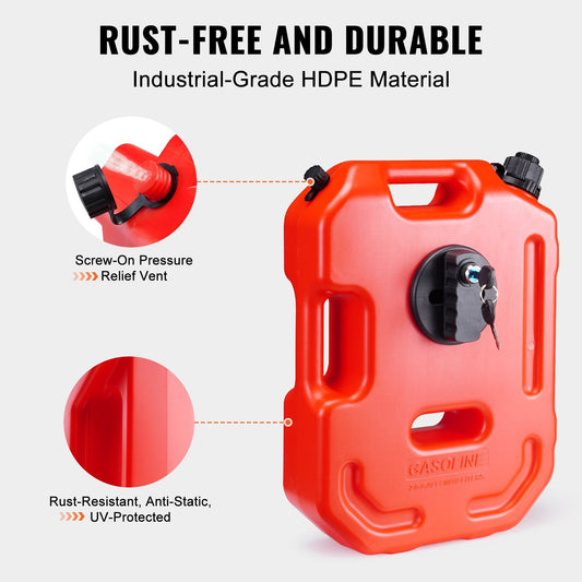10L Fuel Tank with Spout and Lockable Bracket for Cars and Motorcycles