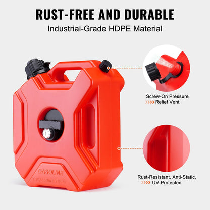 Portable 5L Water Tank with Spout and Lockable Bracket, Red, 1.32 kg