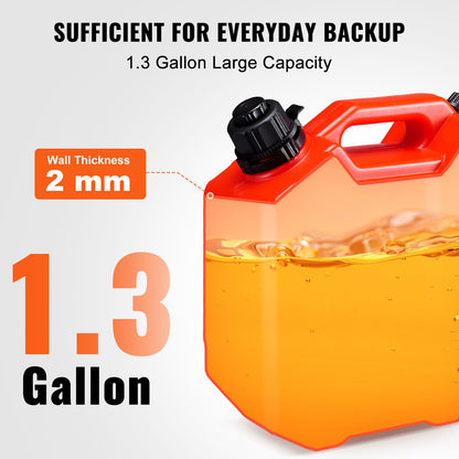 VEVOR Water Can, 1.3 Gallon/5L, Water Tank with Spout and Lockable Bracket, Storage