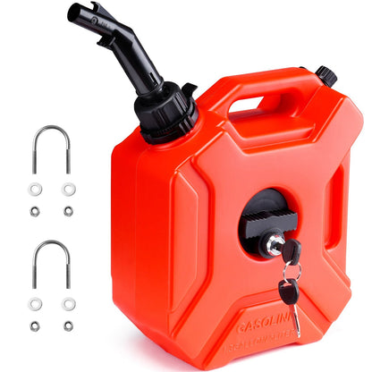 Portable 5L Water Tank with Spout and Lockable Bracket, Red, 1.32 kg