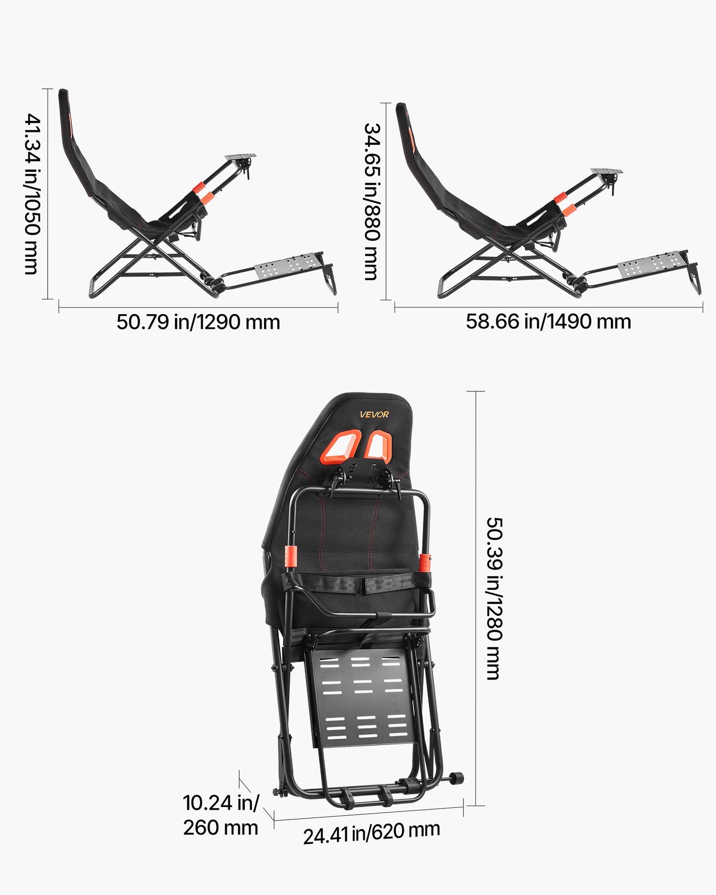 Portable Racing Wheel Stand, Foldable & Adjustable Steering Sim Wheel Stand, 470 mm Seat Inner Width, Compatible with Logitech G923/G920/G29, Thrustmaster T248P, Fanatec, Hori, Mad Catz, Black
