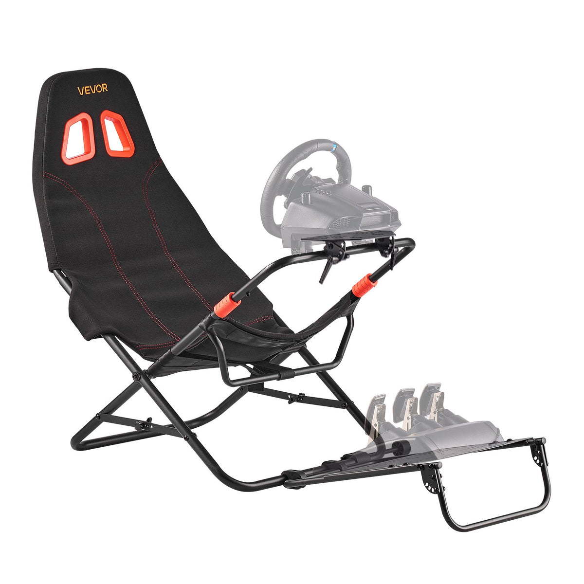 Portable Racing Wheel Stand, Foldable & Adjustable Steering Sim Wheel Stand, 470 mm Seat Inner Width, Compatible with Logitech G923/G920/G29, Thrustmaster T248P, Fanatec, Hori, Mad Catz, Black