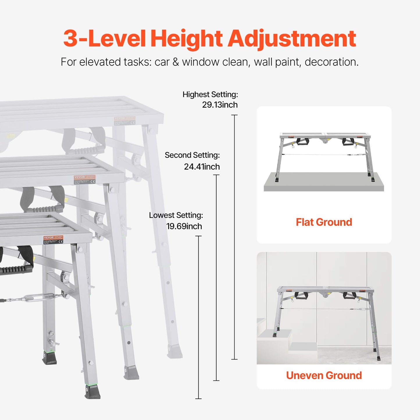 VEVOR Work Platform Adjustable Height Portable Scaffolding Platform 180 kg Load