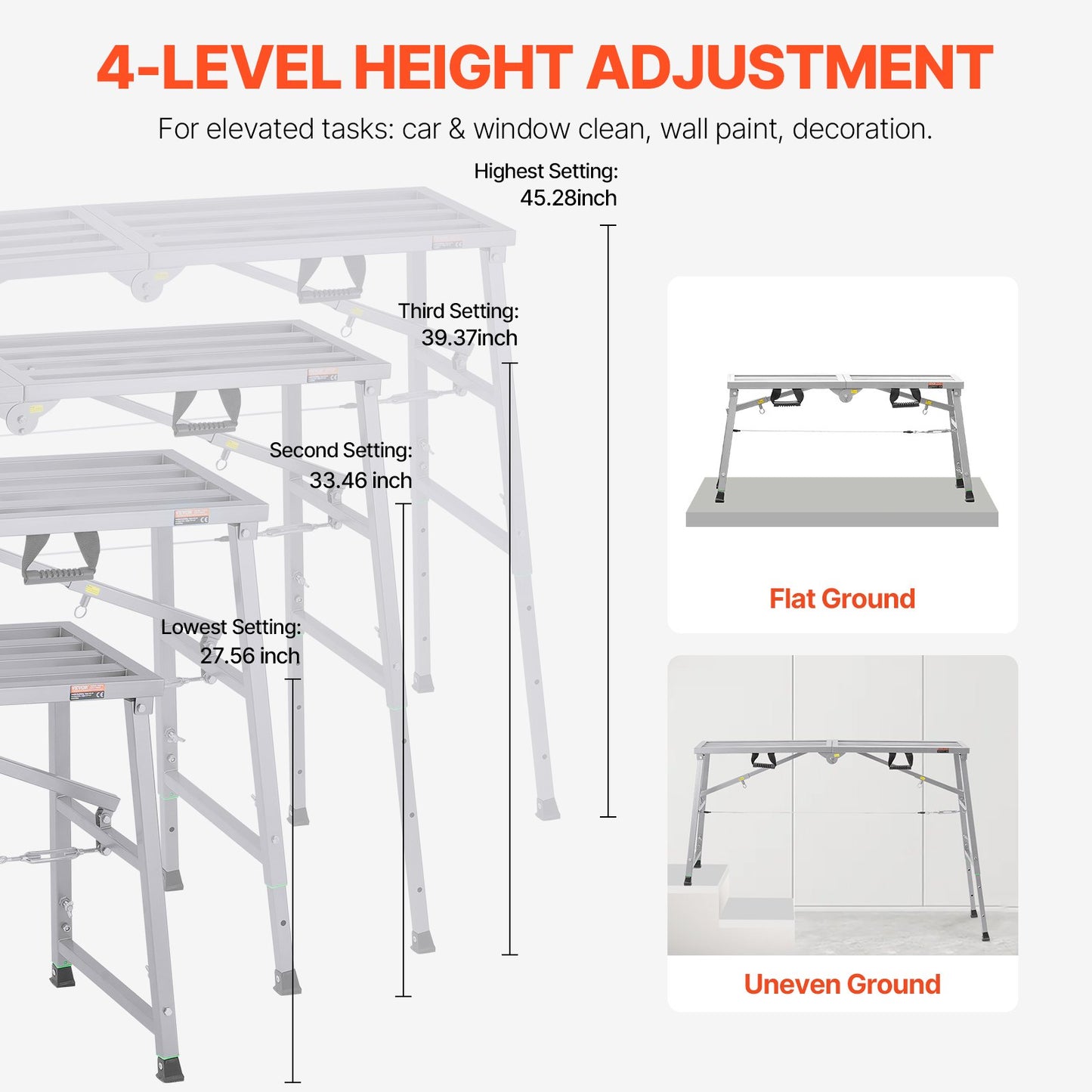 VEVOR Work Platform Adjustable Height Portable Scaffolding Platform 360 kg Load