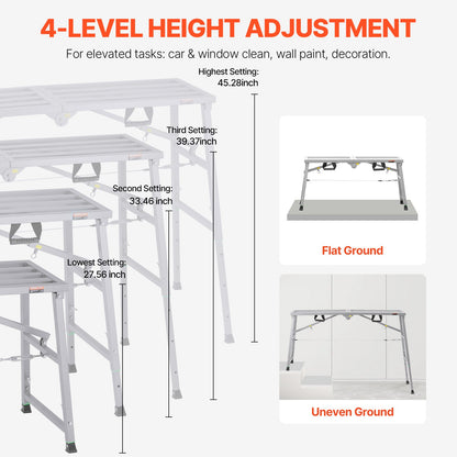VEVOR Work Platform Adjustable Height Portable Scaffolding Platform 360 kg Load