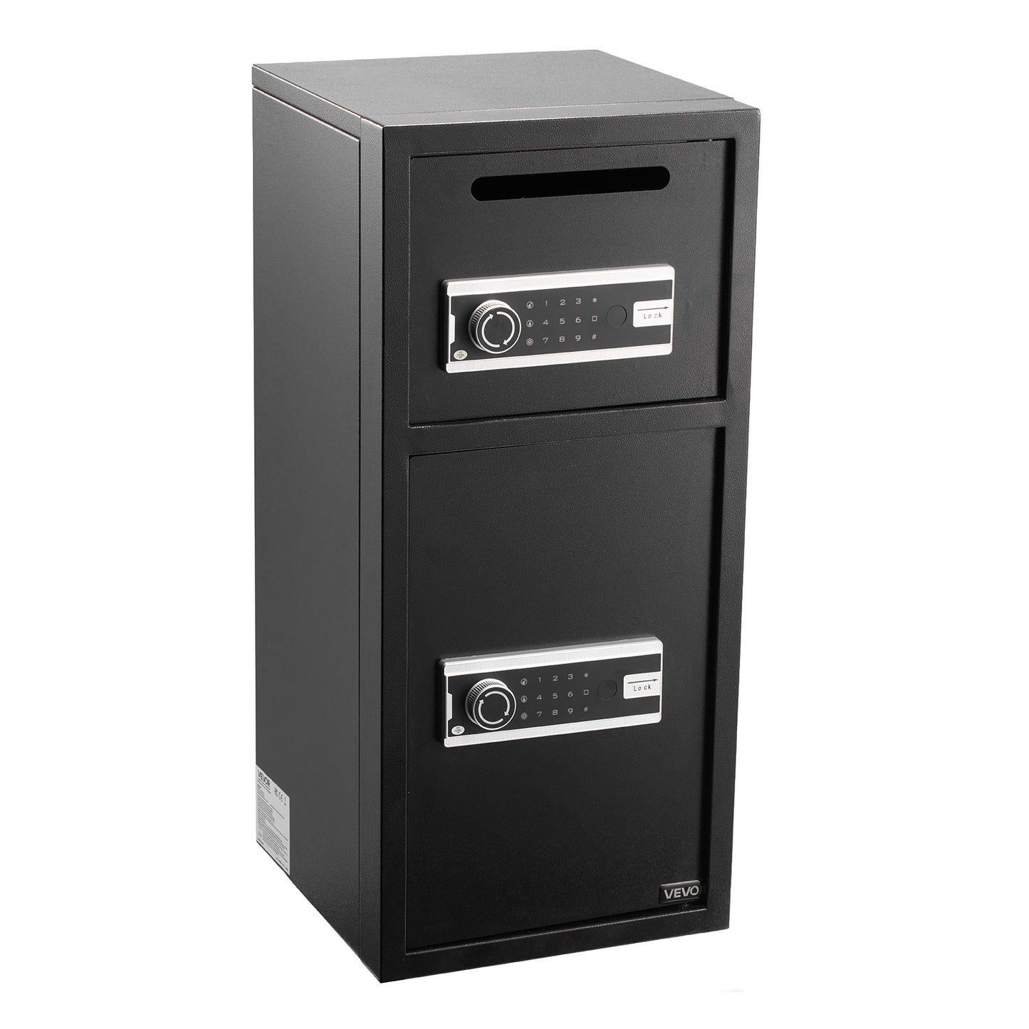Double Door Safe Box, 93.45 L, Heavy Duty Home Safe with Electronic Keypad, Anti-Theft, Digital Safety Lock Box with Key, Drop Slot, for Money, Firearm, Jewelry, Document, Valuables, Black