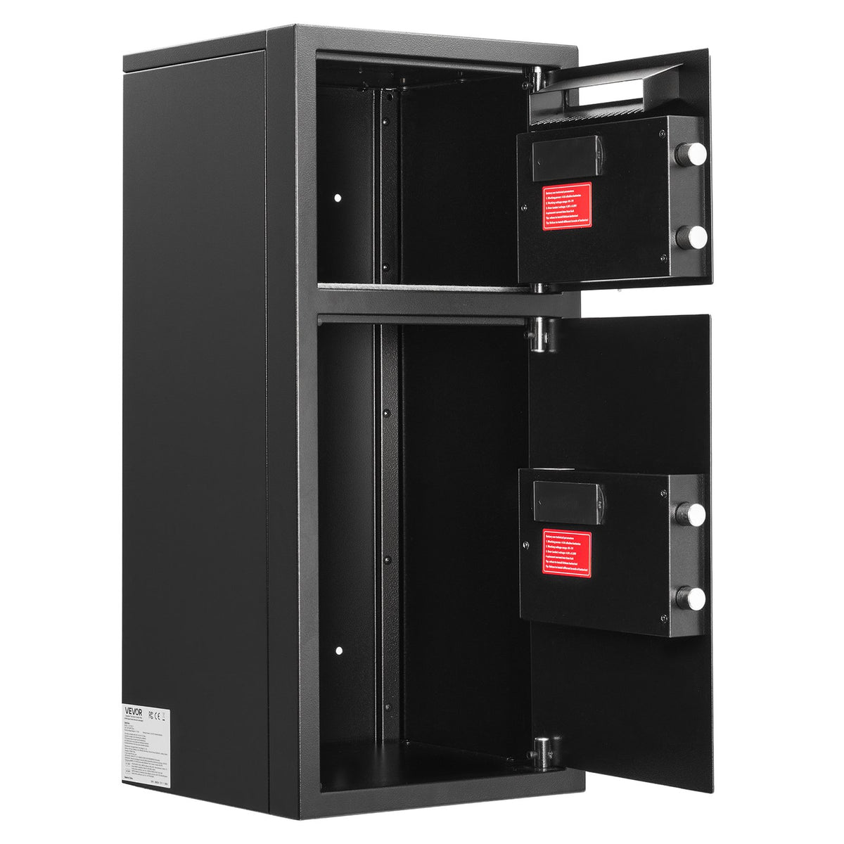 Double Door Safe Box, 93.45 L, Heavy Duty Home Safe with Electronic Keypad, Anti-Theft, Digital Safety Lock Box with Key, Drop Slot, for Money, Firearm, Jewelry, Document, Valuables, Black