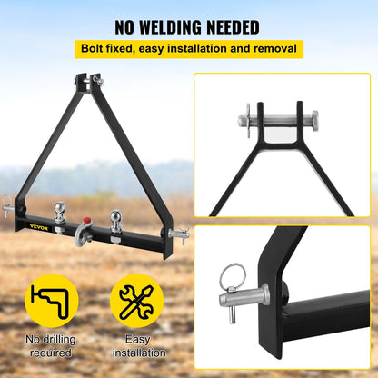 3-Point Tractor Tow Hitch Drawbar with Clevis Hook, 16.33 kg, 3,630 kg Capacity