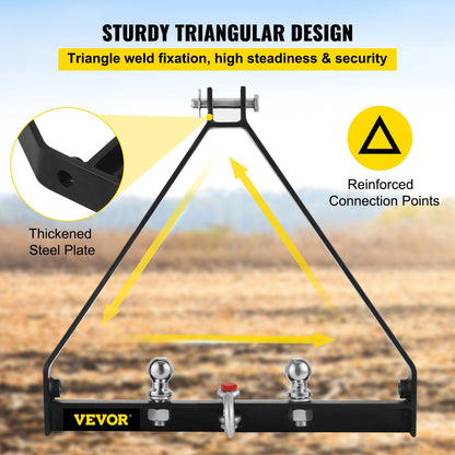 3-Point Tractor Tow Hitch Drawbar with Clevis Hook, 16.33 kg, 3,630 kg Capacity