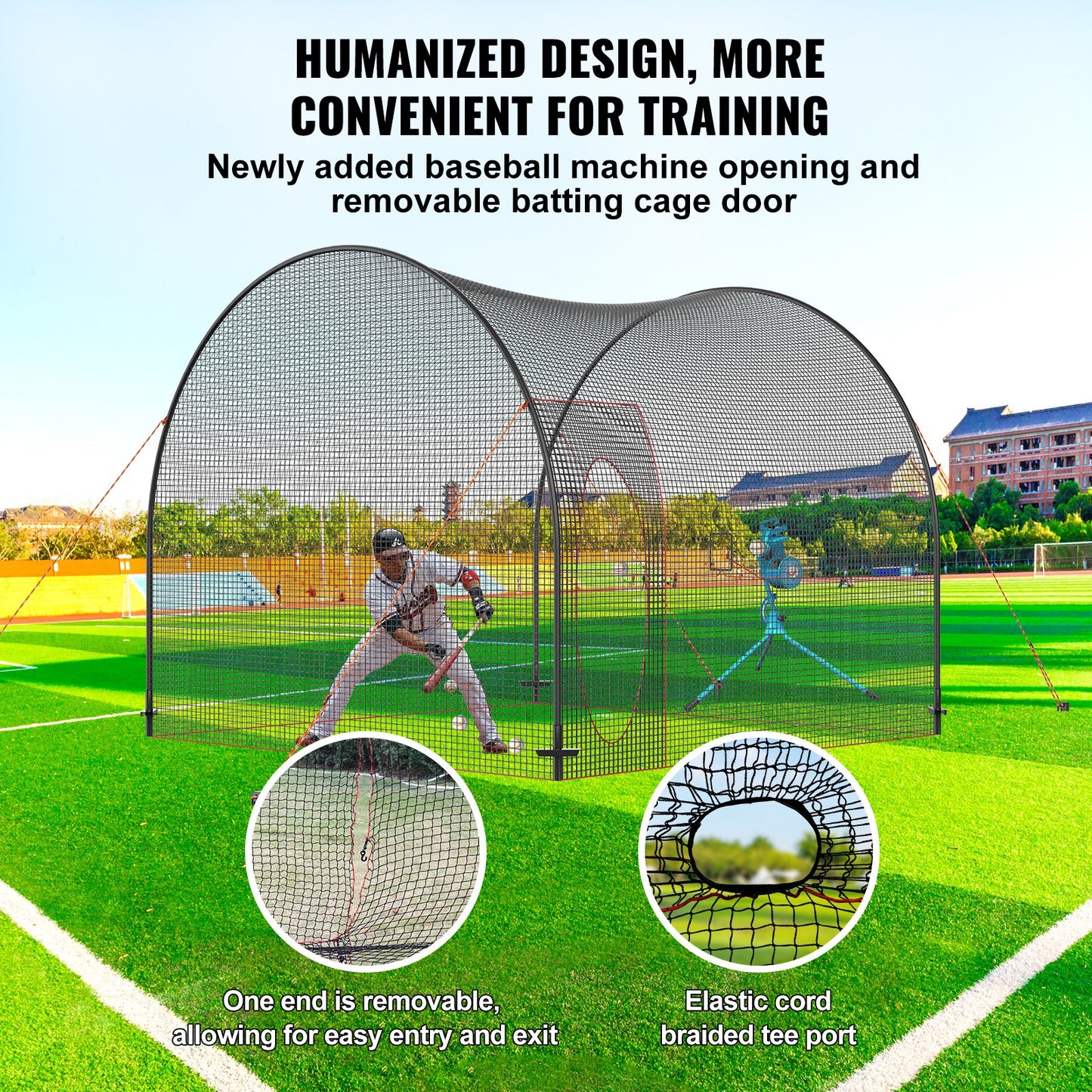 VEVOR Baseball Batting Cage, Softball and Baseball Batting Cage Net and Frame, 12x12x10ft