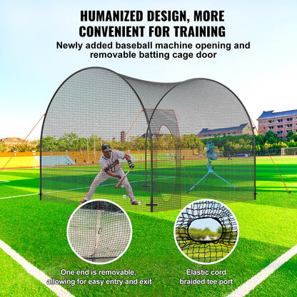 VEVOR Baseball Batting Cage, Softball and Baseball Batting Cage Net and Frame, 12x12x10ft