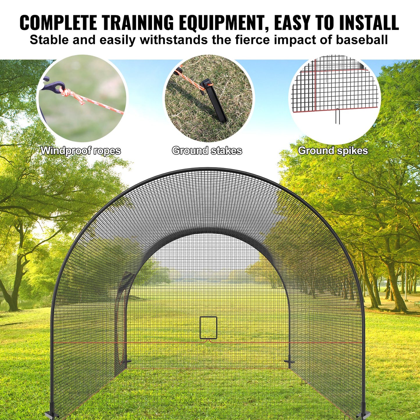 VEVOR Baseball Batting Cage, Softball and Baseball Batting Cage Net and Frame, 12x12x10ft