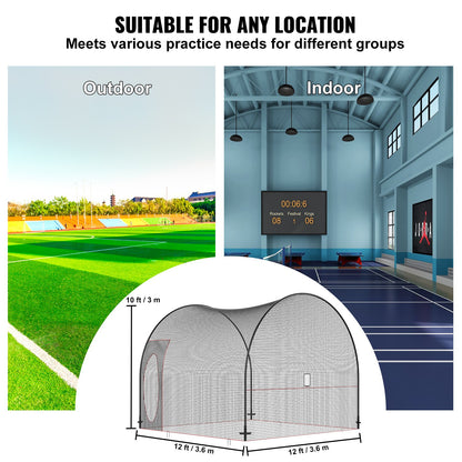VEVOR Baseball Batting Cage, Softball and Baseball Batting Cage Net and Frame, 12x12x10ft