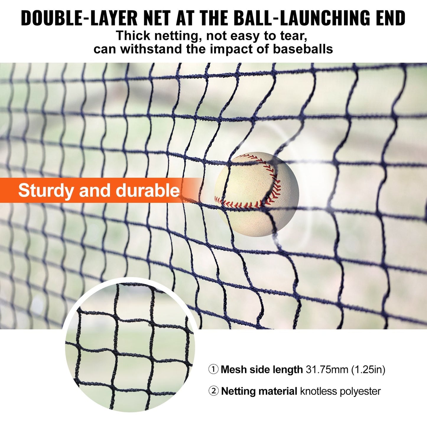 Portable 6.7x3.7x2.4m Baseball/Softball Batting Cage with Net and Frame
