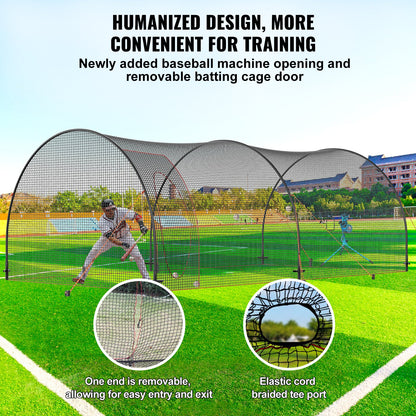 VEVOR Baseball Batting Cage, Softball and Baseball Batting Cage Net and Frame, 22x12x8ft
