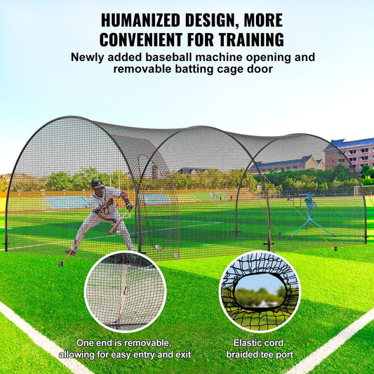 Portable 6.7x3.7x2.4m Baseball/Softball Batting Cage with Net and Frame