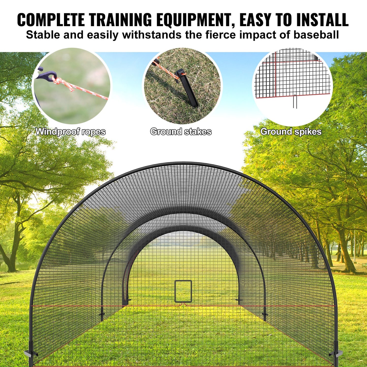 VEVOR Baseball Batting Cage, Softball and Baseball Batting Cage Net and Frame, 22x12x8ft