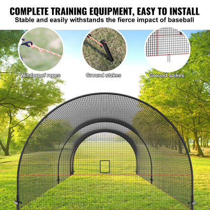 Portable 6.7x3.7x2.4m Baseball/Softball Batting Cage with Net and Frame