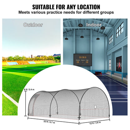 Portable 6.7x3.7x2.4m Baseball/Softball Batting Cage with Net and Frame