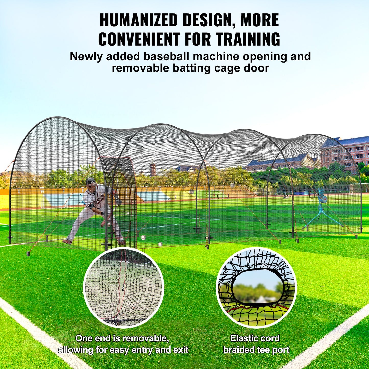 VEVOR Baseball Batting Cage, Softball and Baseball Batting Cage Net and Frame, 33x12x10