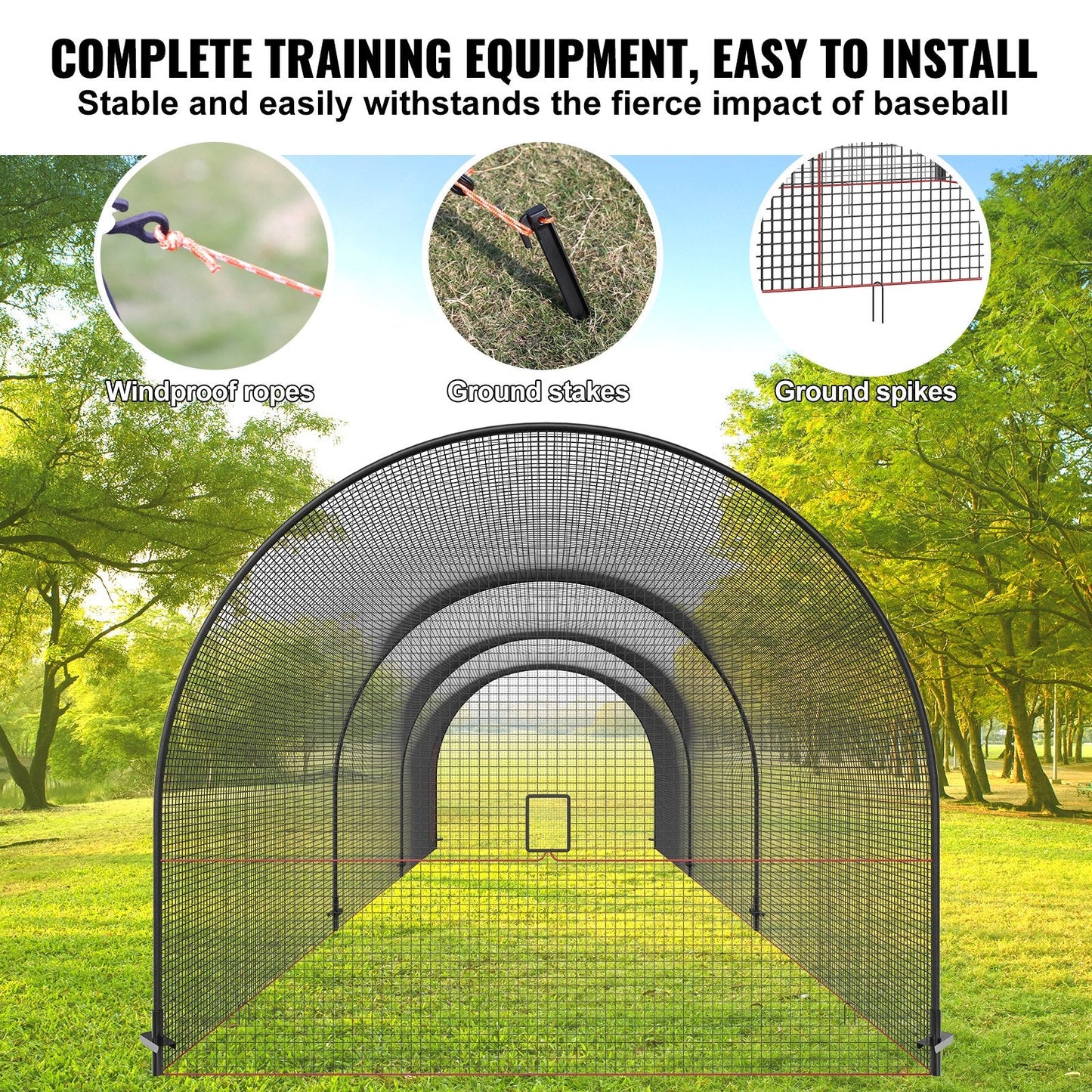 Portable Baseball & Softball Batting Cage Net, 10x4x3m, with Carry Bag for Training