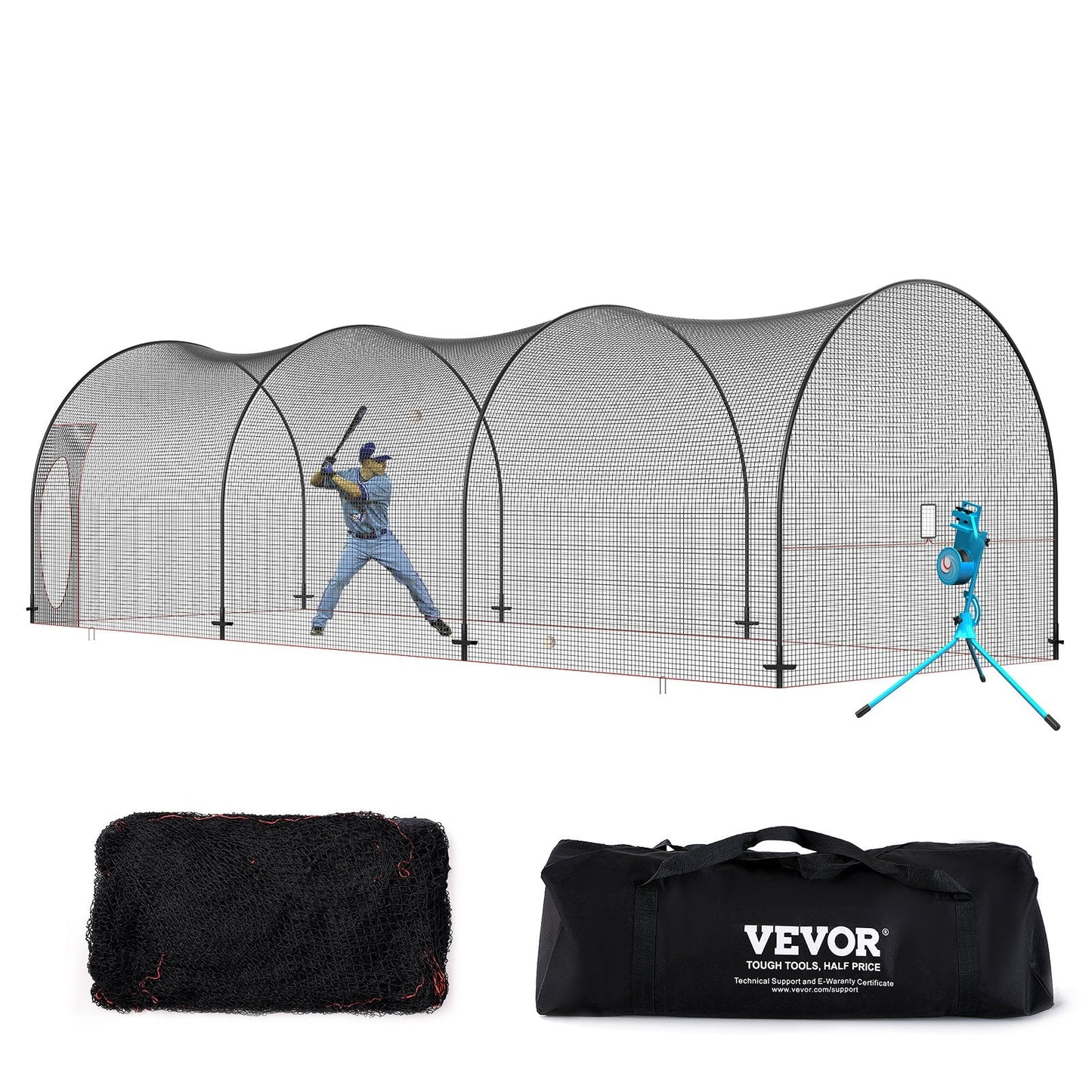 Portable Baseball & Softball Batting Cage Net, 10x4x3m, with Carry Bag for Training
