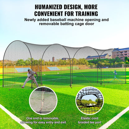 Portable Baseball & Softball Batting Cage Net, 12x3.6x3.6m, 29.78 kg, with Bag