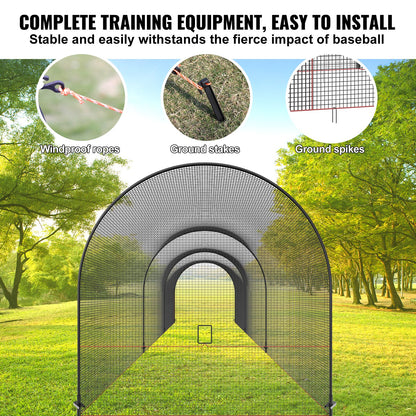 VEVOR Baseball Batting Cage, Softball and Baseball Batting Cage Net and Frame, 40×12×12ft
