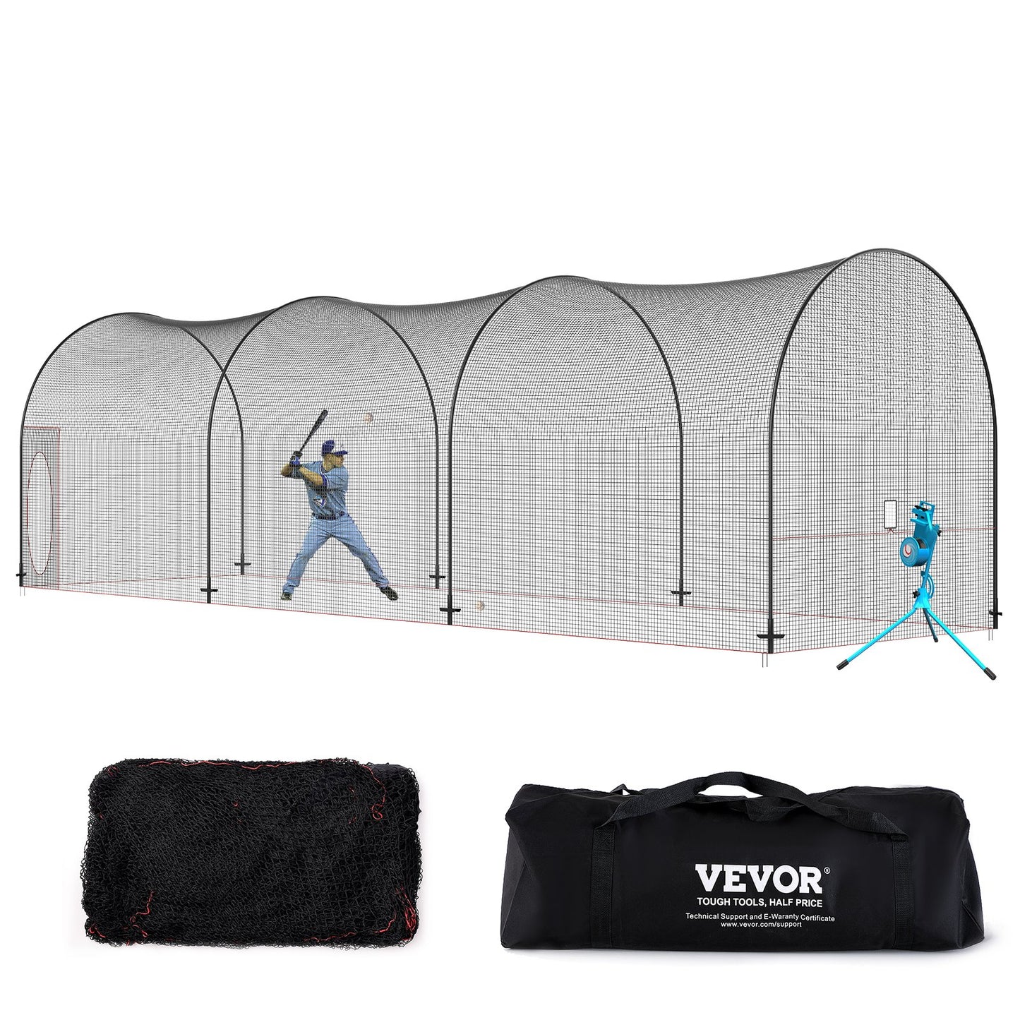 VEVOR Baseball Batting Cage, Softball and Baseball Batting Cage Net and Frame, 40×12×12ft