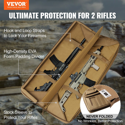 Tactical Double Gun Bag for 2 Rifles & 2 Pistols, 0.91m, Waterproof, Brown