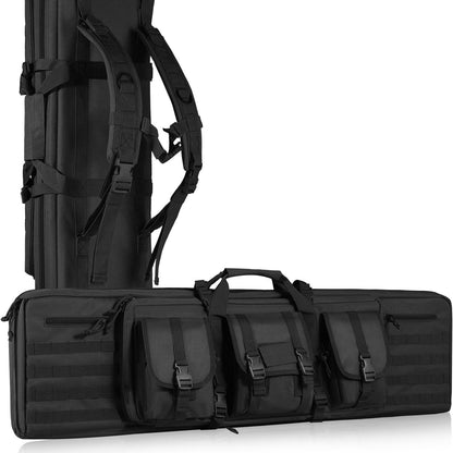 Tactical Double Gun Bag for 2 Rifles & 2 Pistols, 1.07m, Waterproof, Black