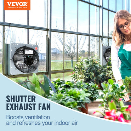 VEVOR Shutter Exhaust Fan, 356 mm High-speed 1400RPM 994 CFM, Aluminum Wall Mount
