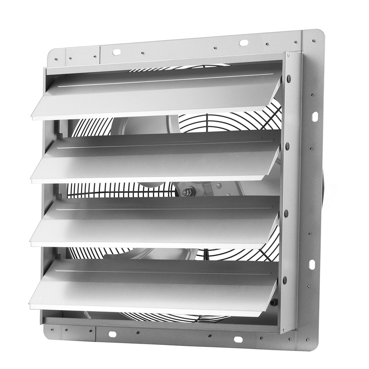 Shutter Exhaust Fan 413 mm Wall Mounted Automatic Louvers Silver, Sturdy Steel Housing, 2270 CFM Low Noise, AC Motor, Ventilation and Cooling for Attic, Garage, Barn, Greenhouse, Workshop
