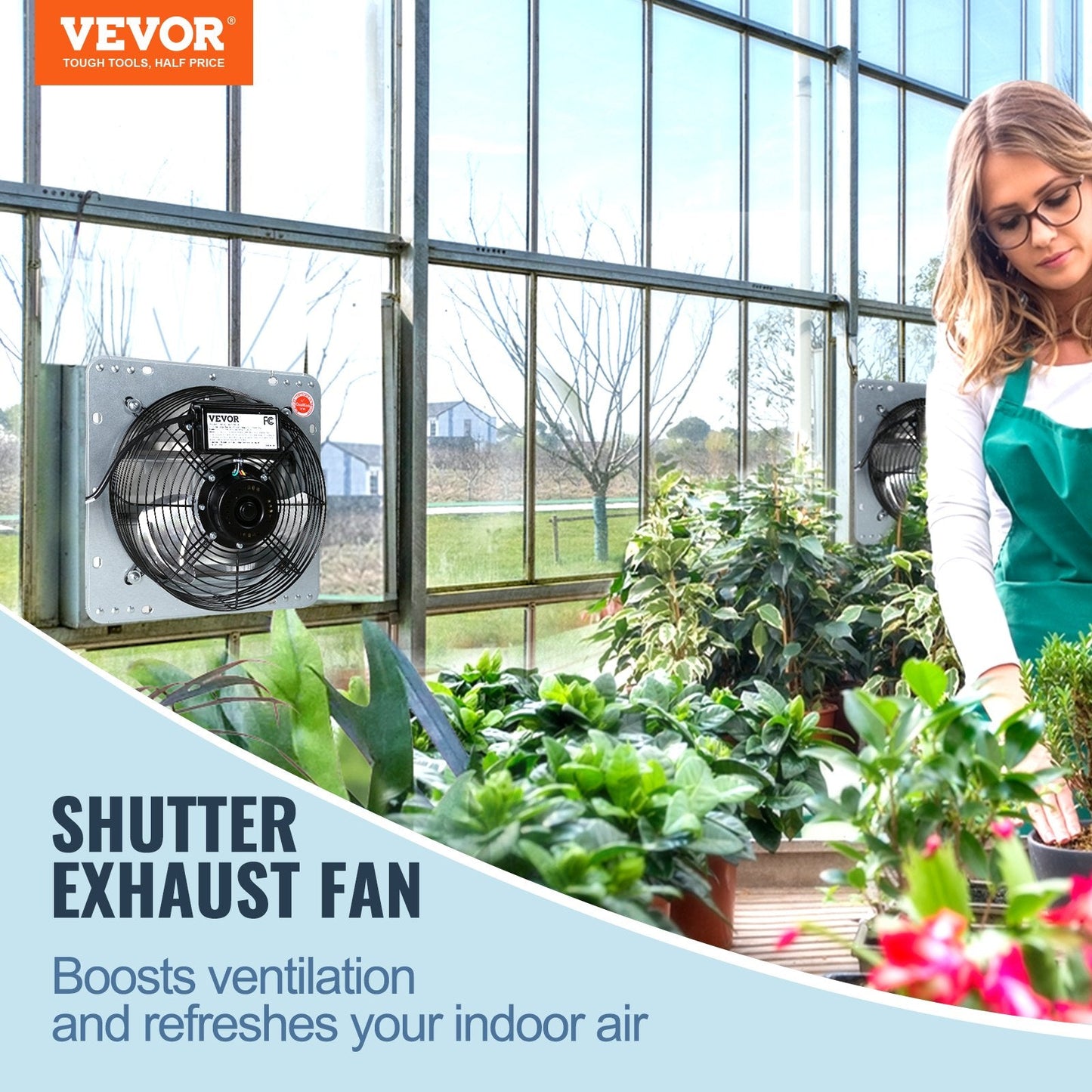 High-Speed 305mm Aluminum Wall Mount Exhaust Fan for Ventilation & Cooling