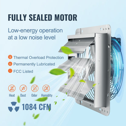 High-Speed 305mm Aluminum Wall Mount Exhaust Fan for Ventilation & Cooling