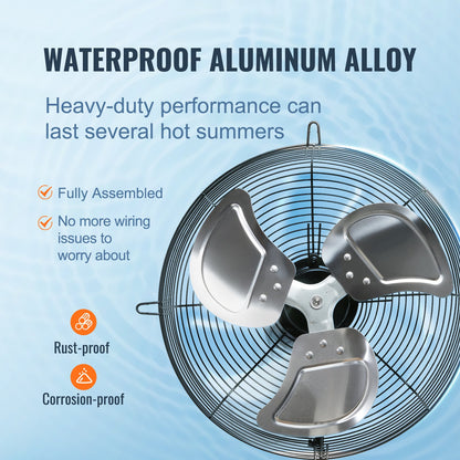 VEVOR Shutter Exhaust Fan, 305 mm High-speed 1400RPM 1084 CFM, Aluminum Wall Mount