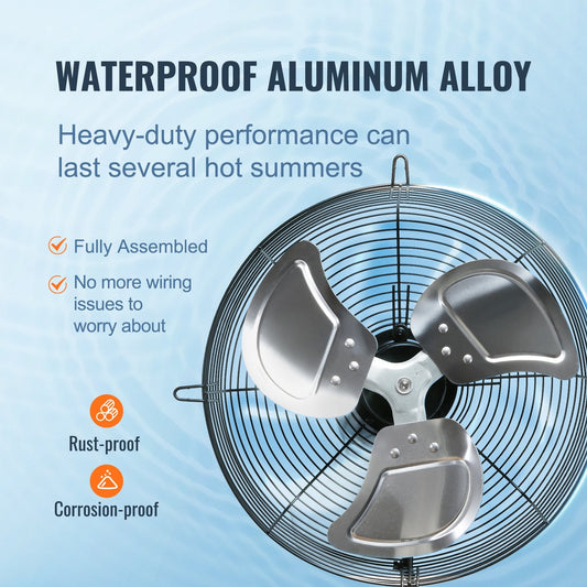 High-Speed 305mm Aluminum Wall Mount Exhaust Fan for Ventilation & Cooling