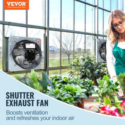 VEVOR Shutter Exhaust Fan, 406 mm High-speed 1400RPM 1506 CFM, Aluminum Wall Mount