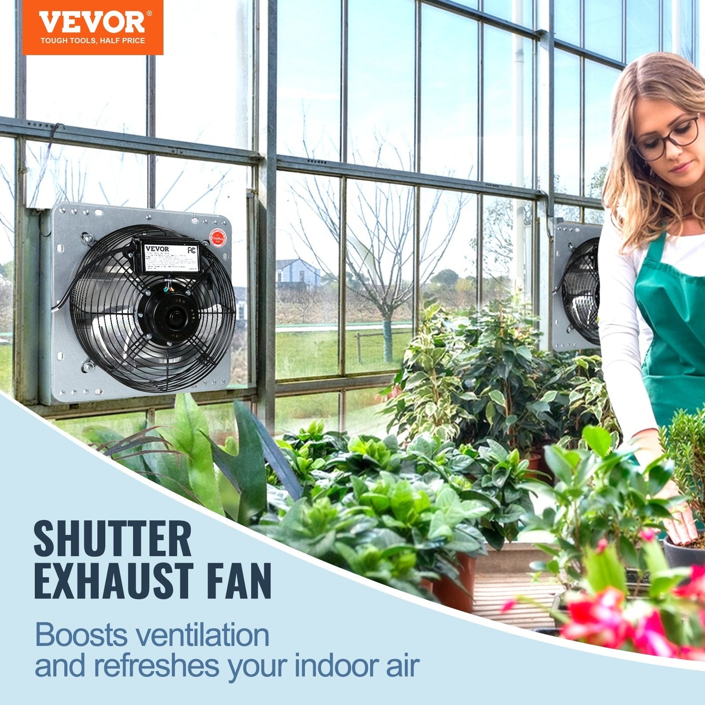 High-Speed 406mm Aluminum Wall Mount Exhaust Fan, 1506 CFM, 1400 RPM