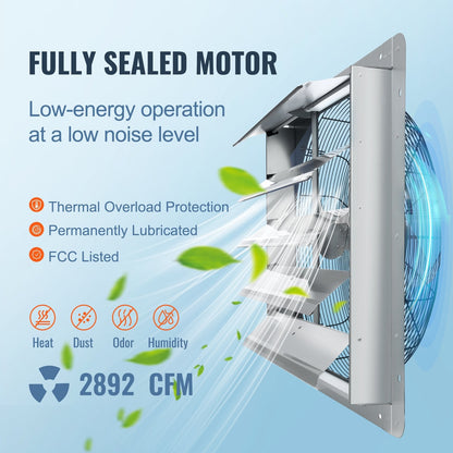 High-Speed 610 mm Aluminum Wall Mount Exhaust Fan for Ventilation and Cooling