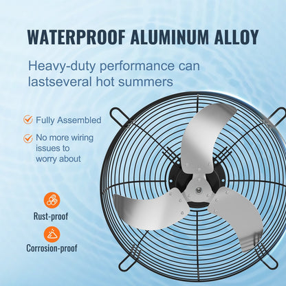 High-Speed 610 mm Aluminum Wall Mount Exhaust Fan for Ventilation and Cooling