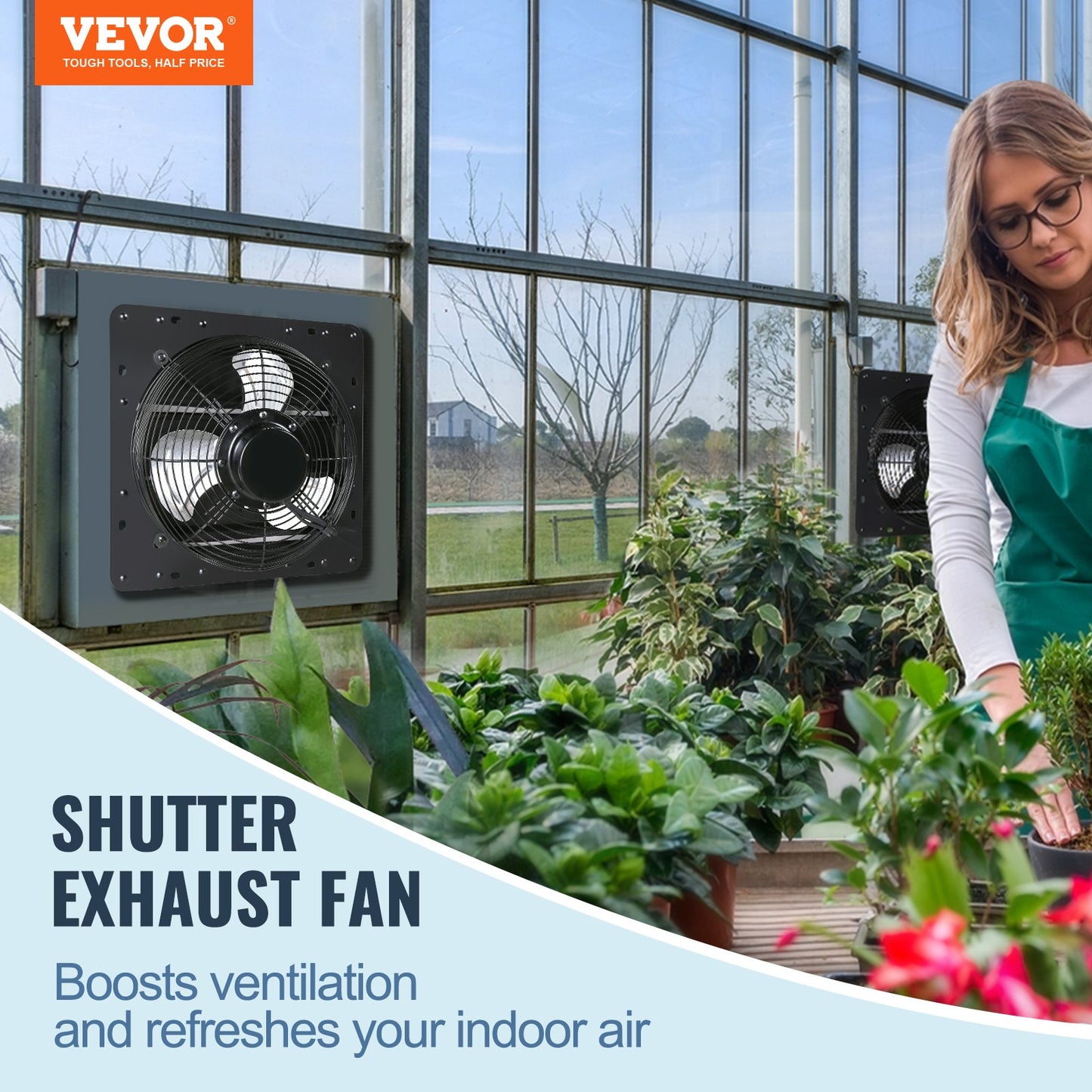 VEVOR Shutter Exhaust Fan, 254mm / 10inch  with Temperature Humidity Controller,