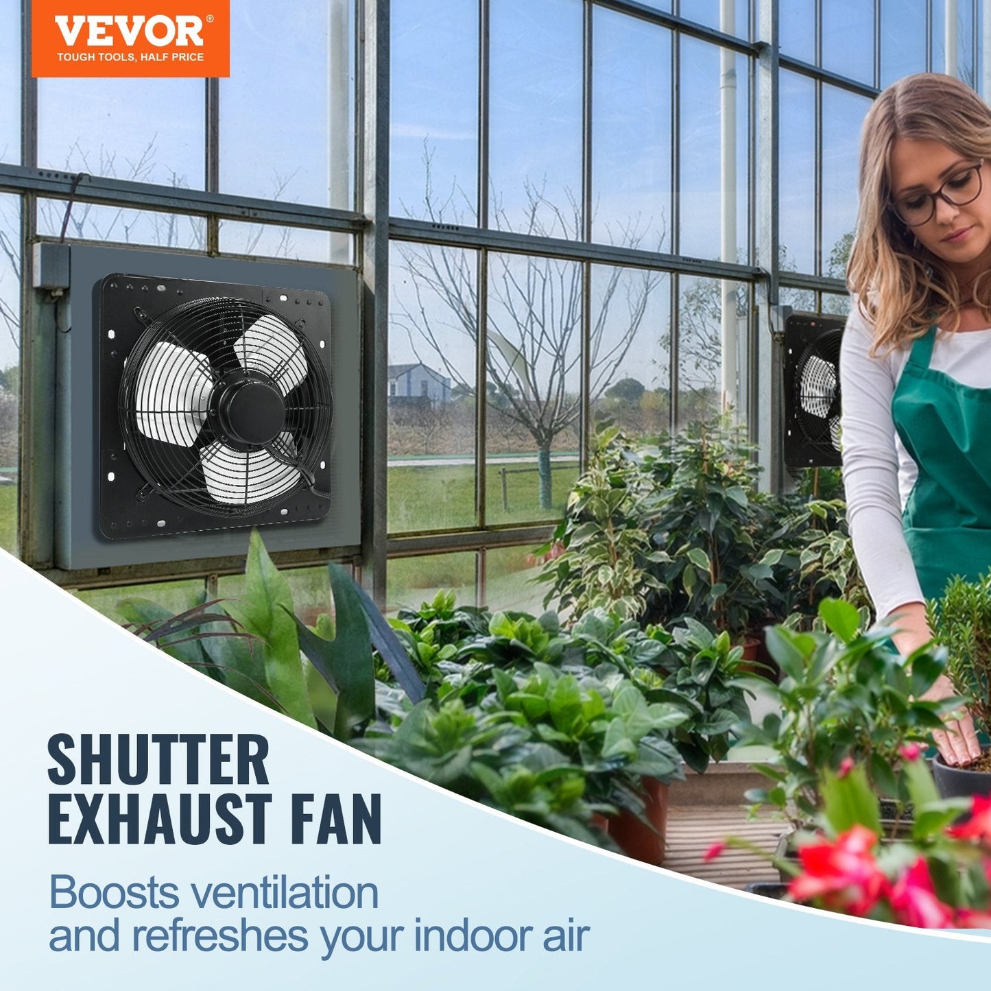 Wall Mount Attic Fan, 0.3m, Temperature & Humidity Control, 904 CFM Ventilation