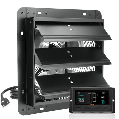 VEVOR Shutter Exhaust Fan, 305 mm /12 inch with Temperature Humidity Controller,
