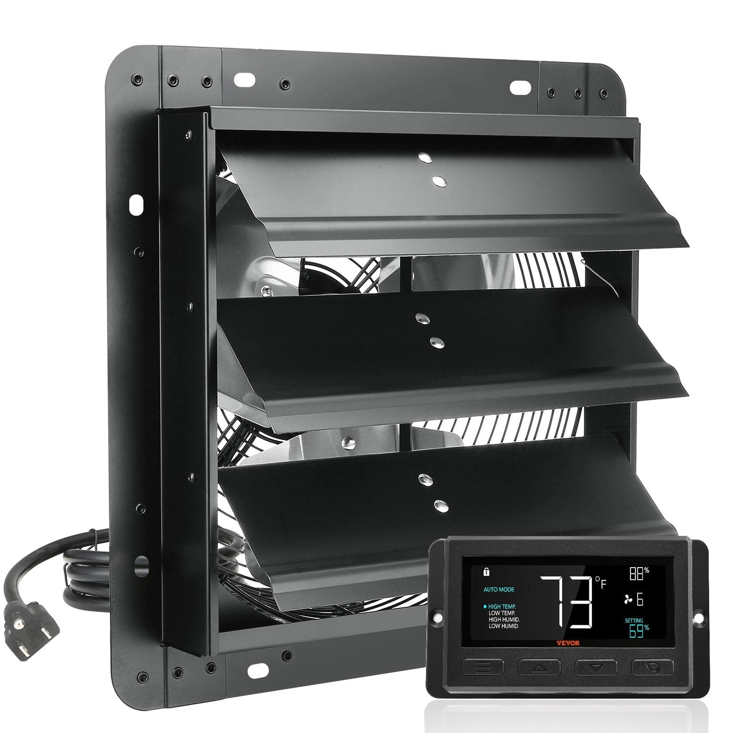 Wall Mount Attic Fan, 0.3m, Temperature & Humidity Control, 904 CFM Ventilation